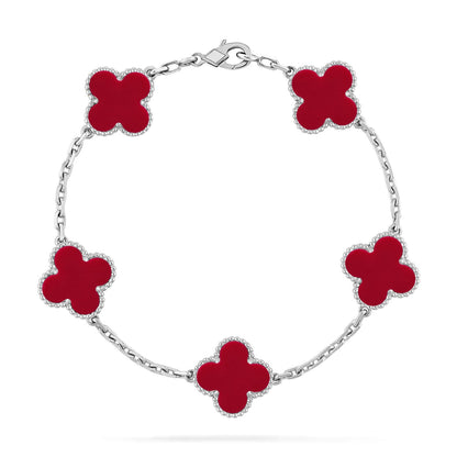 [Sprite Jewelry]New  CLOVER 5 MOTIF RED CORNELIAN BRACELET COLLECTION