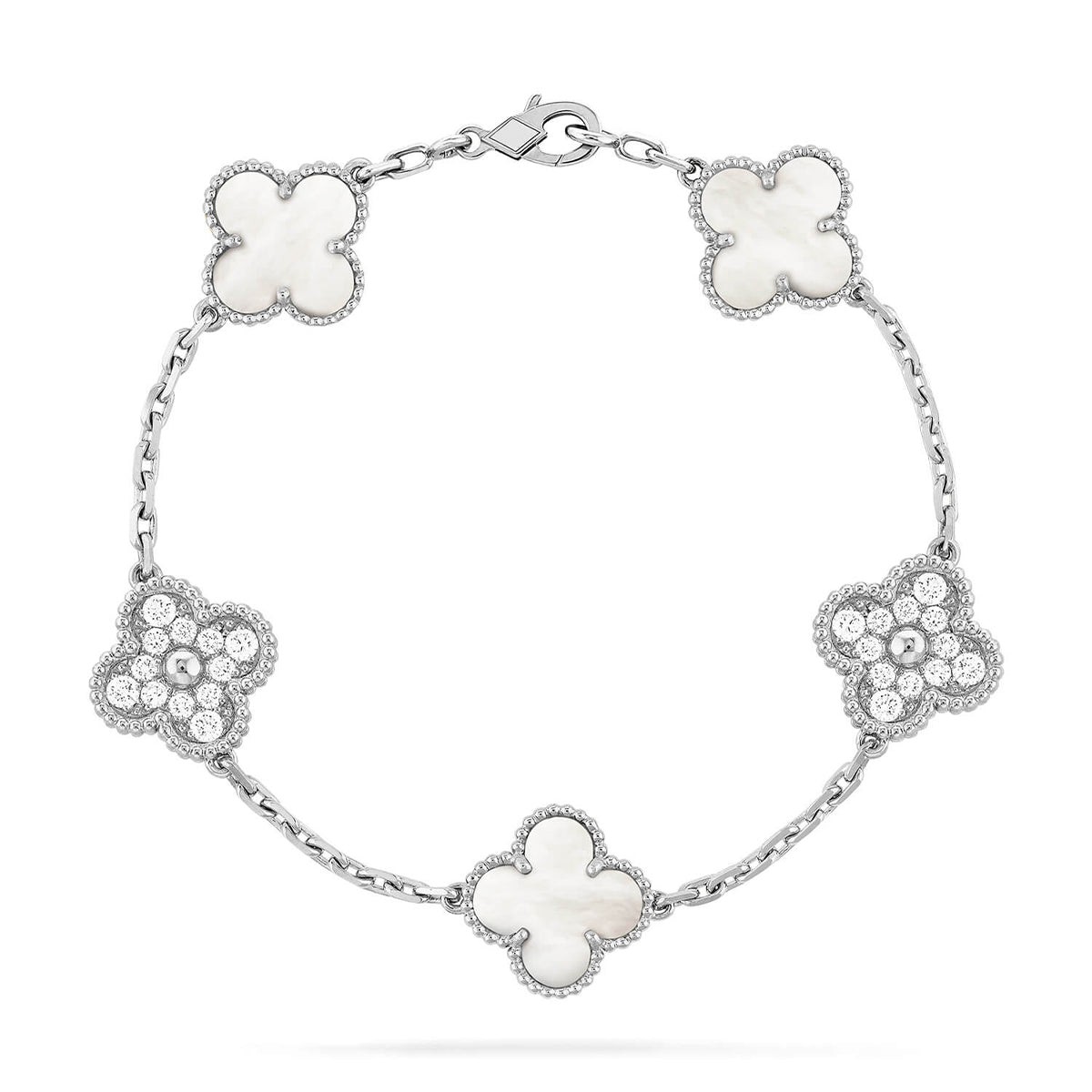 [Sprite Jewelry]New CLOVER WHITE PEARL MOP 5 MOTIF BRACELET COLLECTION