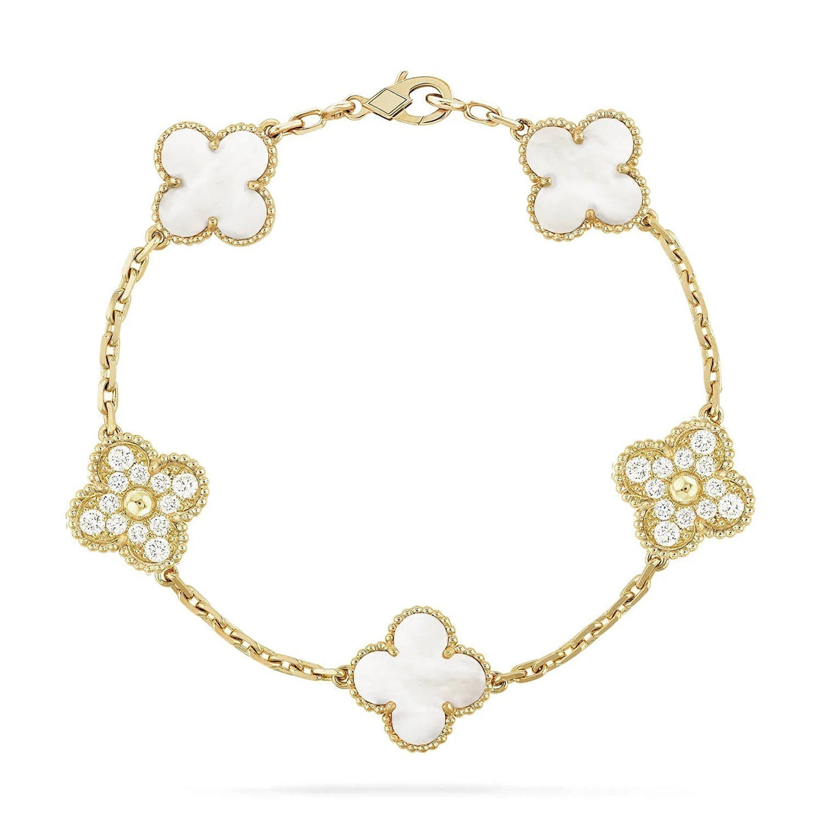 [Sprite Jewelry]New CLOVER WHITE PEARL MOP 5 MOTIF BRACELET COLLECTION