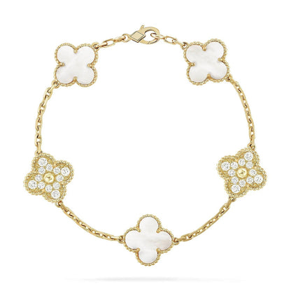 [Sprite Jewelry]New CLOVER WHITE PEARL MOP 5 MOTIF BRACELET COLLECTION