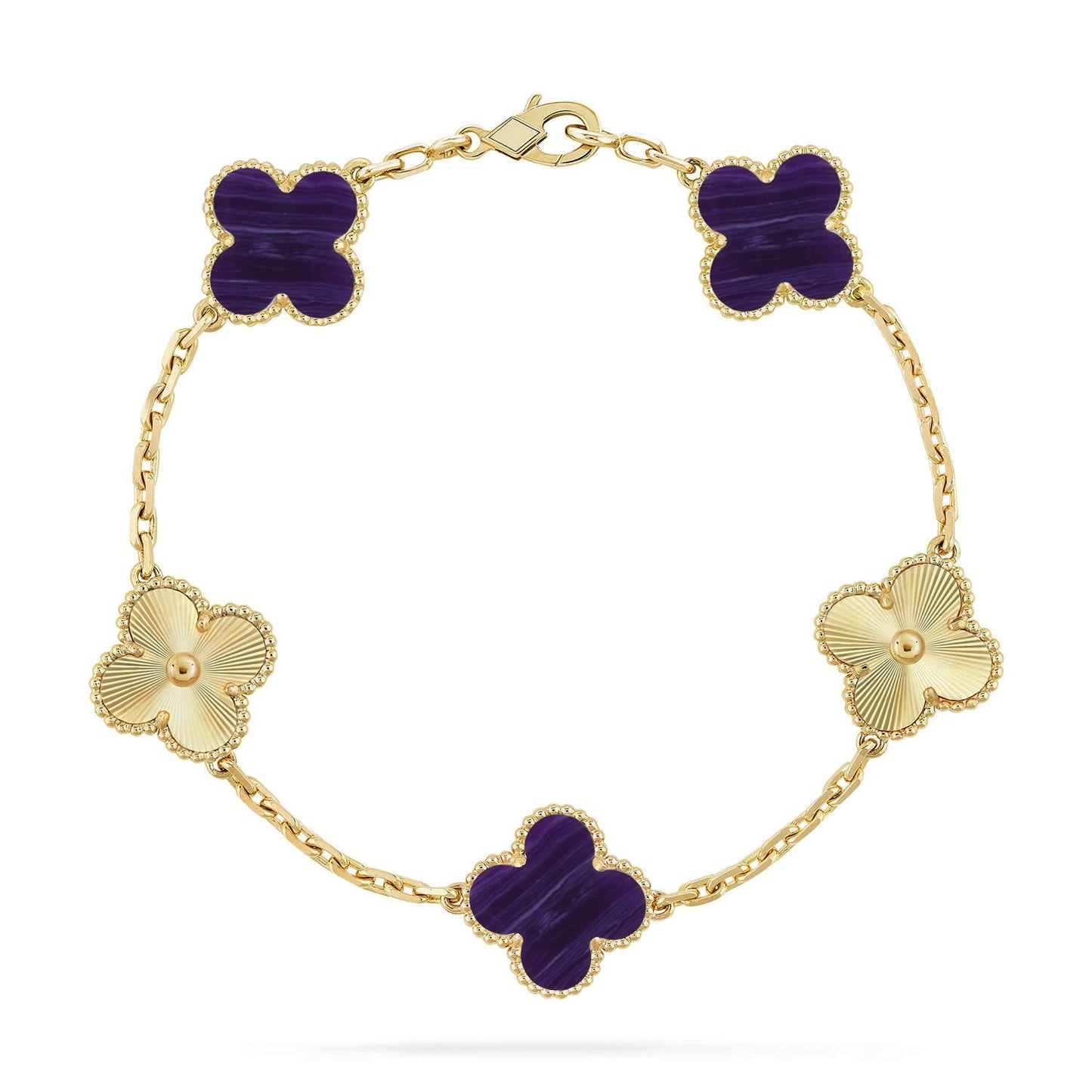 [Sprite Jewelry]New CLOVER 5 MOTIF PURPLE STRIPES BRACELET COLLECTION