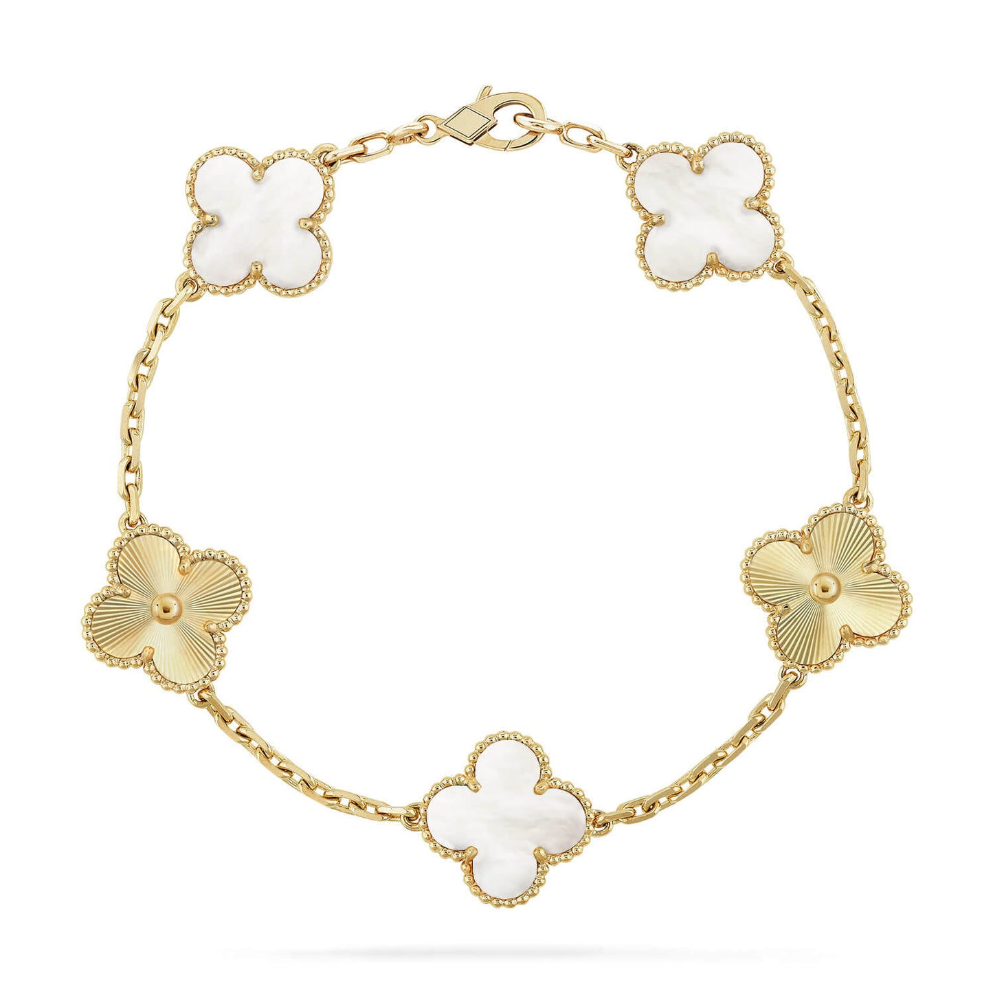 [Sprite Jewelry]New CLOVER WHITE PEARL MOP 5 MOTIF BRACELET COLLECTION