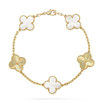 [Sprite Jewelry]New CLOVER WHITE PEARL MOP 5 MOTIF BRACELET COLLECTION