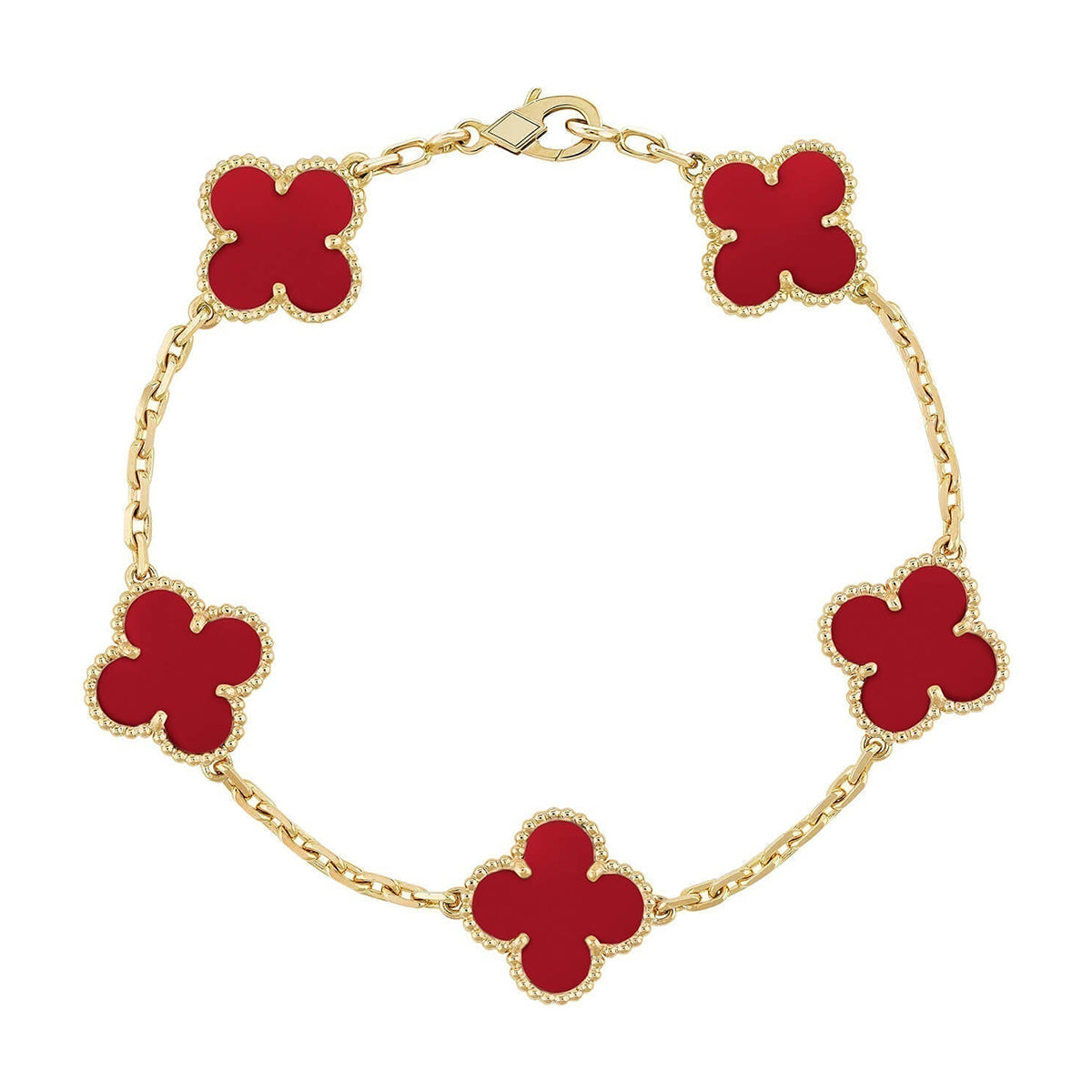 [Sprite Jewelry]New  CLOVER 5 MOTIF RED CORNELIAN BRACELET COLLECTION