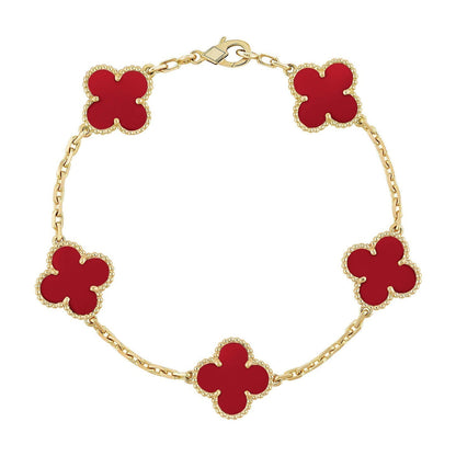 [Sprite Jewelry]New  CLOVER 5 MOTIF RED CORNELIAN BRACELET COLLECTION
