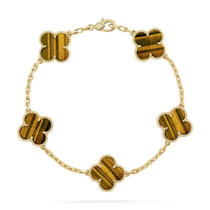 [Sprite Jewelry]New  CLOVER 5 MOTIFS TIGER EYE BRACELET COLLECTION