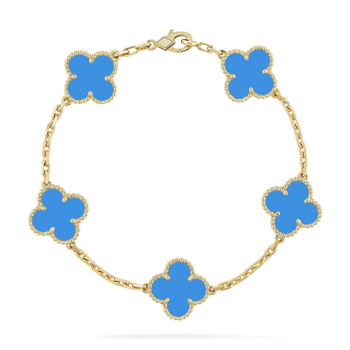 [Sprite Jewelry]New CLOVER 5 MOTIF BLUE AGATE BRACELET COLLECTION