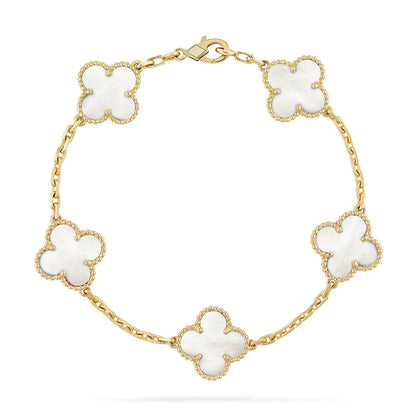 [Sprite Jewelry]New CLOVER WHITE PEARL MOP 5 MOTIF BRACELET COLLECTION