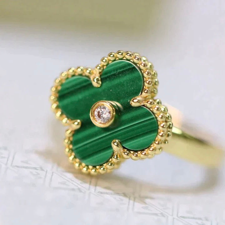 ¡®Sprite Jewelry¡¯CLOVER MALACHITE RING GOLD DIAMOND