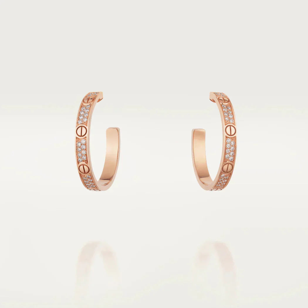 ¡®Sprite Jewelry¡¯LOVE DIAMOND PINK GOLD HOOP EARRINGS