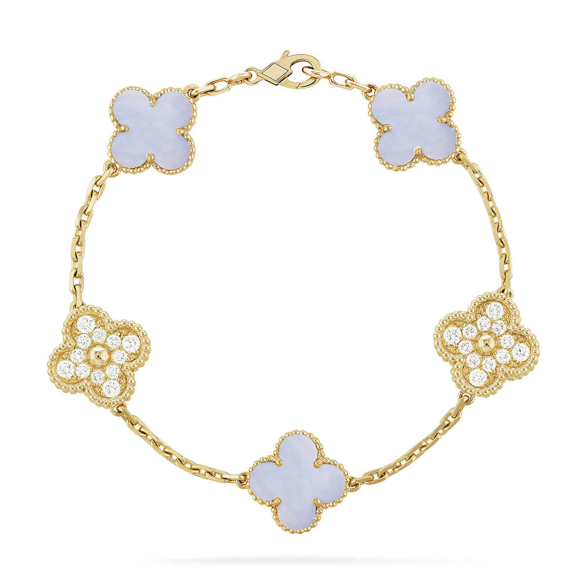 [Sprite Jewelry]New  CLOVER 5 MOTIF PURPLE CHALCEDONY BRACELET COLLECTION