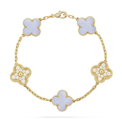 [Sprite Jewelry]New  CLOVER 5 MOTIF PURPLE CHALCEDONY BRACELET COLLECTION