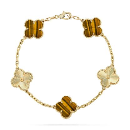[Sprite Jewelry]New  CLOVER 5 MOTIFS TIGER EYE BRACELET COLLECTION