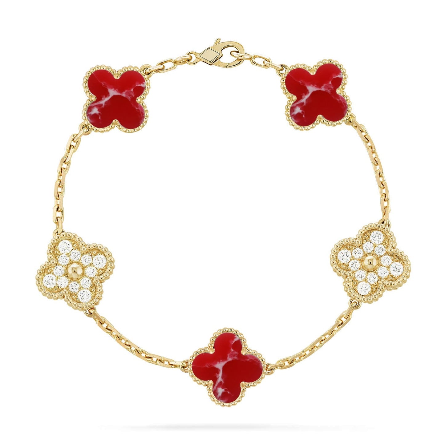 [Sprite Jewelry]New CLOVER 5 MOTIF RED PATTERN BRACELET COLLECTION