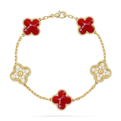 [Sprite Jewelry]New CLOVER 5 MOTIF RED PATTERN BRACELET COLLECTION