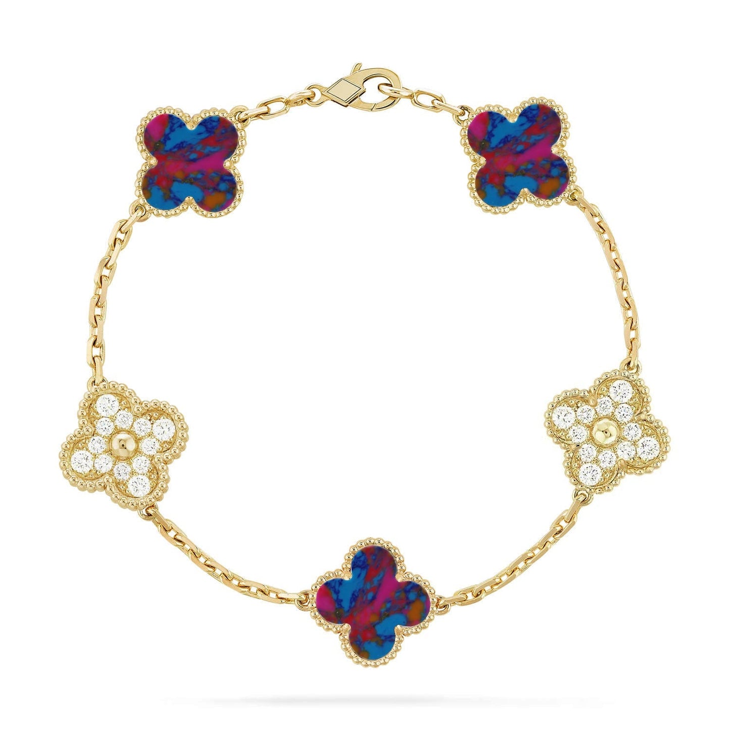 [Sprite Jewelry]New CLOVER 5 MOTIF COLOR GEMSTONES BRACELET COLLECTION