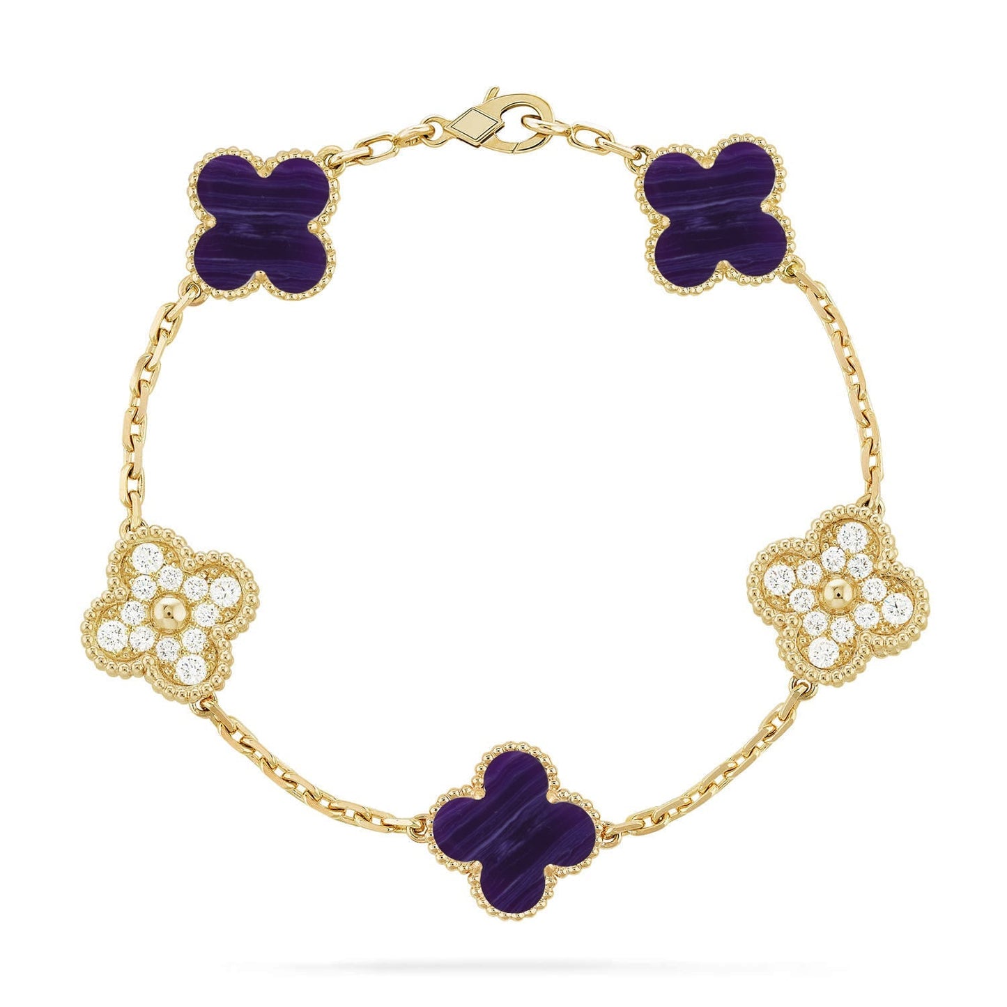 [Sprite Jewelry]New CLOVER 5 MOTIF PURPLE STRIPES BRACELET COLLECTION