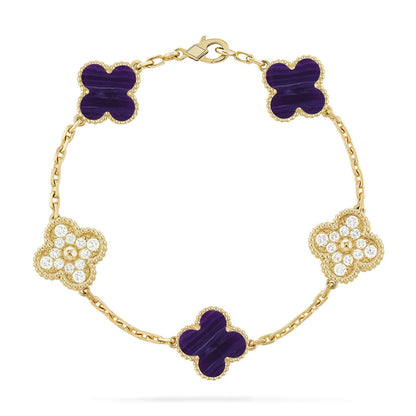 [Sprite Jewelry]New CLOVER 5 MOTIF PURPLE STRIPES BRACELET COLLECTION