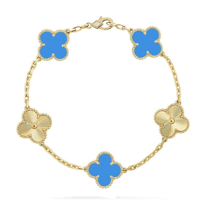 [Sprite Jewelry]New CLOVER 5 MOTIF BLUE AGATE BRACELET COLLECTION