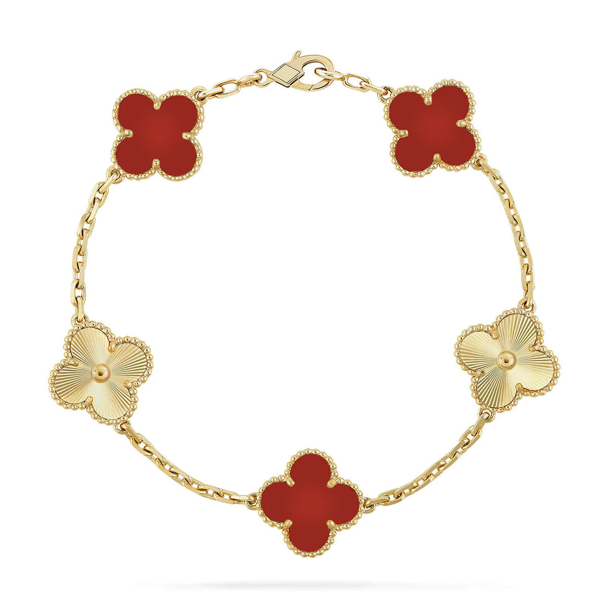 [Sprite Jewelry]New  CLOVER 5 MOTIF RED CORNELIAN BRACELET COLLECTION