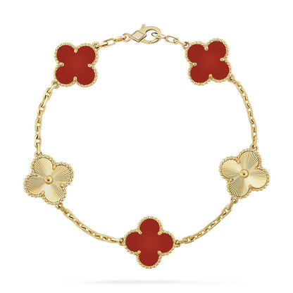 [Sprite Jewelry]New  CLOVER 5 MOTIF RED CORNELIAN BRACELET COLLECTION