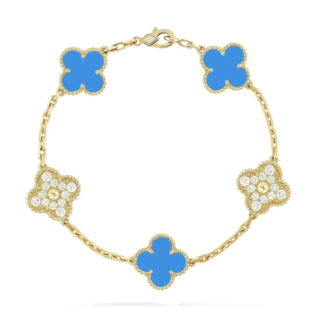 [Sprite Jewelry]New CLOVER 5 MOTIF BLUE AGATE BRACELET COLLECTION