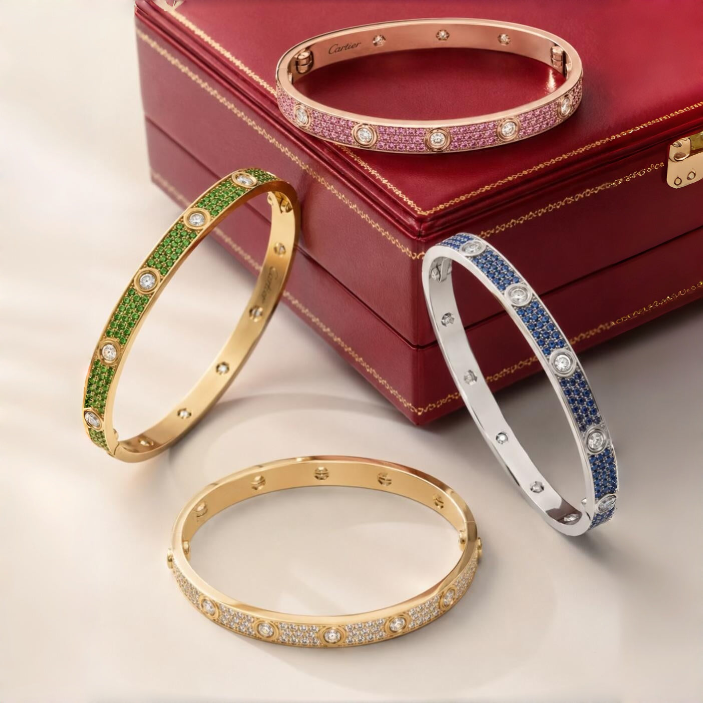 [Sprite Jewelry]2026 PAVE GEMSTONE LOVE BRACELET 6.1MM 10 DIAMONDS
