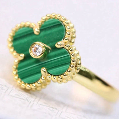 ¡®Sprite Jewelry¡¯CLOVER MALACHITE RING GOLD DIAMOND