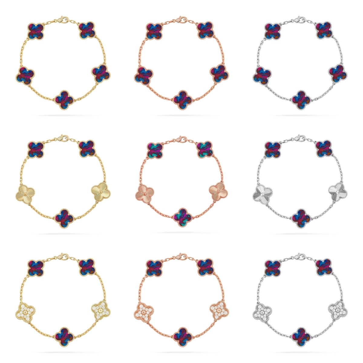 [Sprite Jewelry]New CLOVER 5 MOTIF COLOR GEMSTONES BRACELET COLLECTION