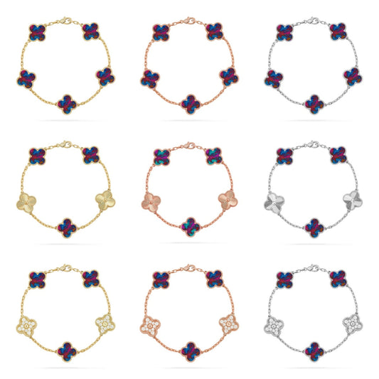 [Sprite Jewelry]New CLOVER 5 MOTIF COLOR GEMSTONES BRACELET COLLECTION