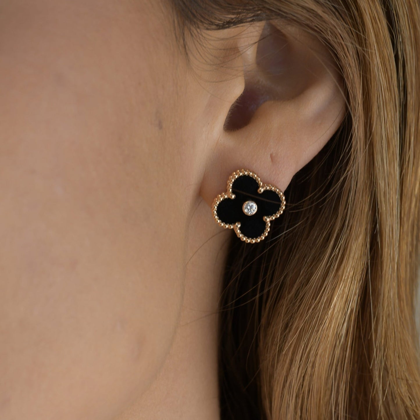 ¡®Sprite Jewelry¡¯CLOVER MEDIUM 1 MOTIFS ONYX DIAMOND EARRINGS