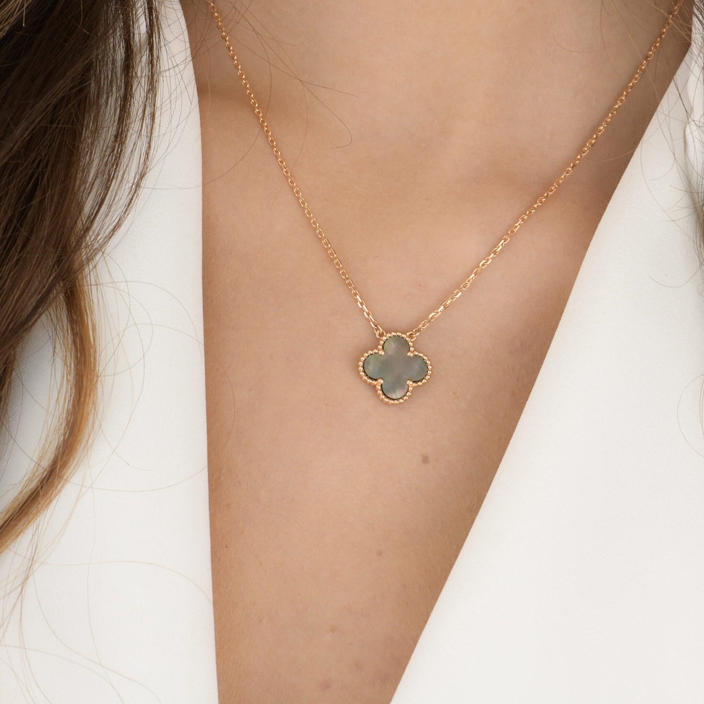 ¡®Sprite Jewelry¡¯CLOVER 15MM  GRAY MOTHER OF PEARL NECKLACE