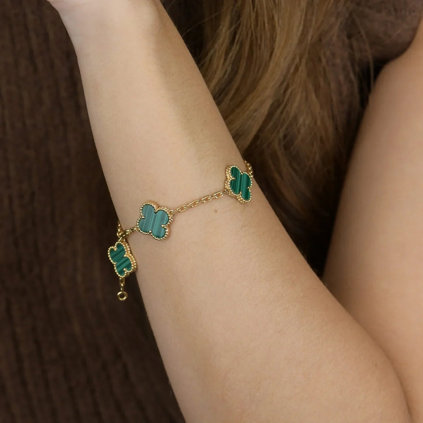 [Sprite Jewelry]New  CLOVER 5 MOTIF MALACHITE BRACELET COLLECTION