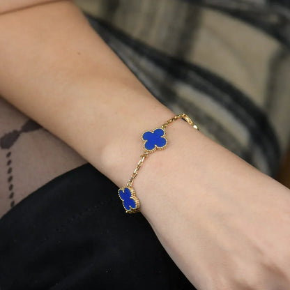 [Sprite Jewelry]New CLOVER 5 MOTIF BLUE AGATE BRACELET COLLECTION