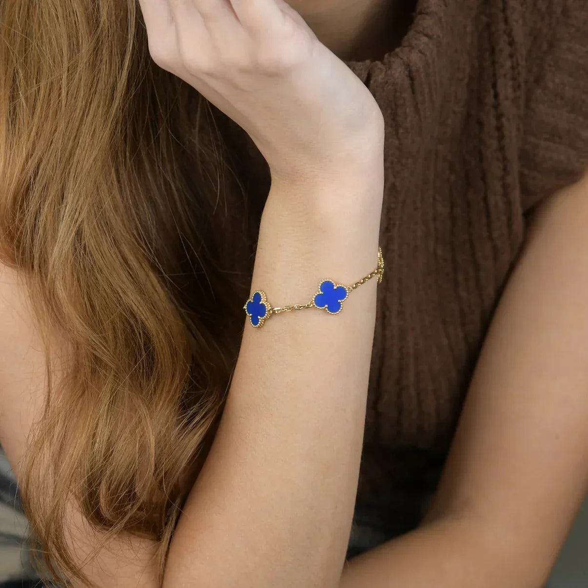 [Sprite Jewelry]New CLOVER 5 MOTIF BLUE AGATE BRACELET COLLECTION