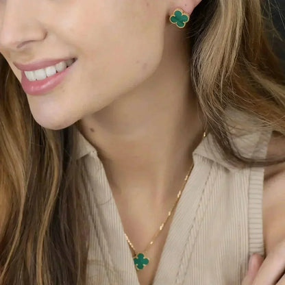 ¡®Sprite Jewelry¡¯CLOVER MINI 9.5MM MALACHITE  EARRINGS