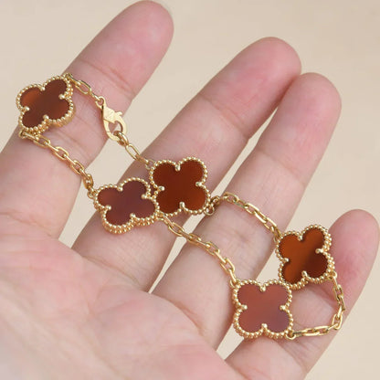 [Sprite Jewelry]New  CLOVER 5 MOTIF RED CORNELIAN BRACELET COLLECTION