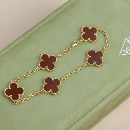 [Sprite Jewelry]New  CLOVER 5 MOTIF RED CORNELIAN BRACELET COLLECTION