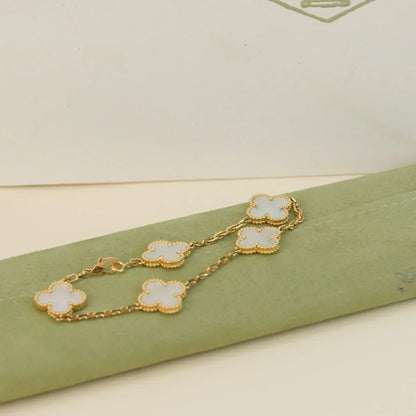 [Sprite Jewelry]New CLOVER WHITE PEARL MOP 5 MOTIF BRACELET COLLECTION
