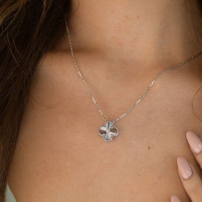 ¡®Sprite Jewelry¡¯CLOVER  15MM DIAMOND LASER NECKLACE SILVER