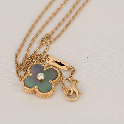 ¡®Sprite Jewelry¡¯CLOVER 15MM DIAMOND AND MOTHER-OF-GREY NECKLACE