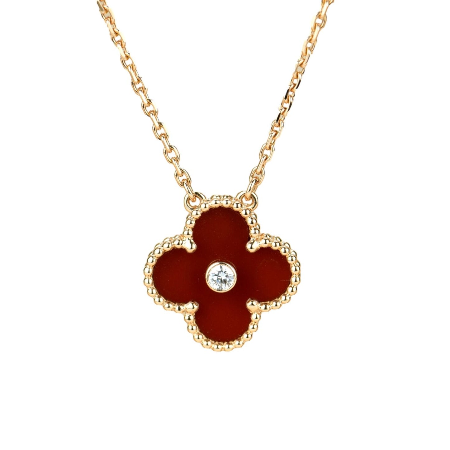 ¡®Sprite Jewelry¡¯CLOVER 15MM DIAMOND CARNELIAN NECKLACE