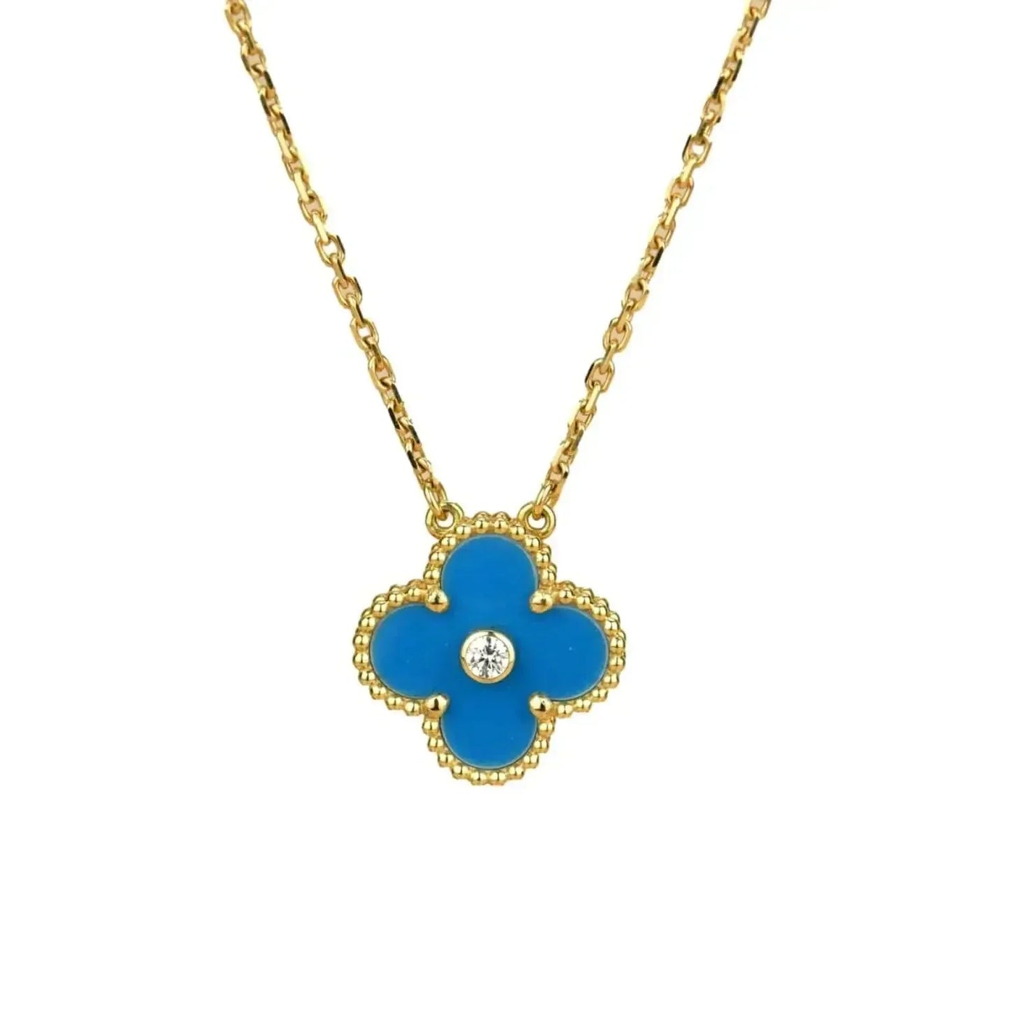 ¡®Sprite Jewelry¡¯CLOVER 15MM DIAMOND AND BLUE AGATE NECKLACE