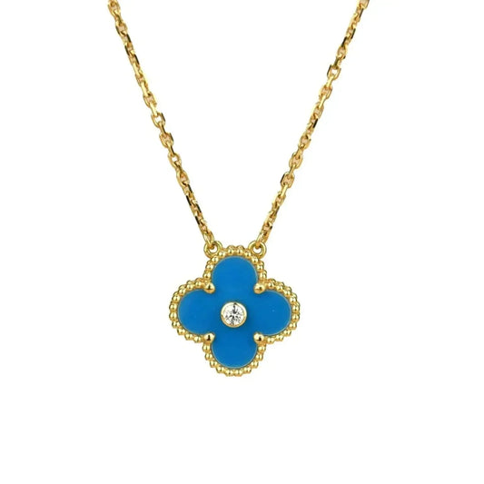 ¡®Sprite Jewelry¡¯CLOVER 15MM DIAMOND AND BLUE AGATE NECKLACE