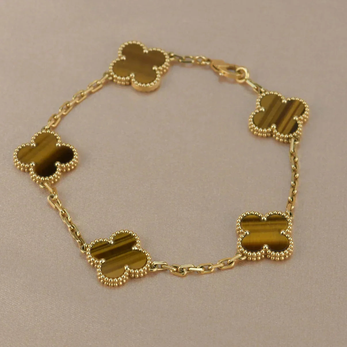 [Sprite Jewelry]New  CLOVER 5 MOTIFS TIGER EYE BRACELET COLLECTION