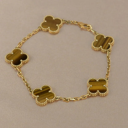 [Sprite Jewelry]New  CLOVER 5 MOTIFS TIGER EYE BRACELET COLLECTION