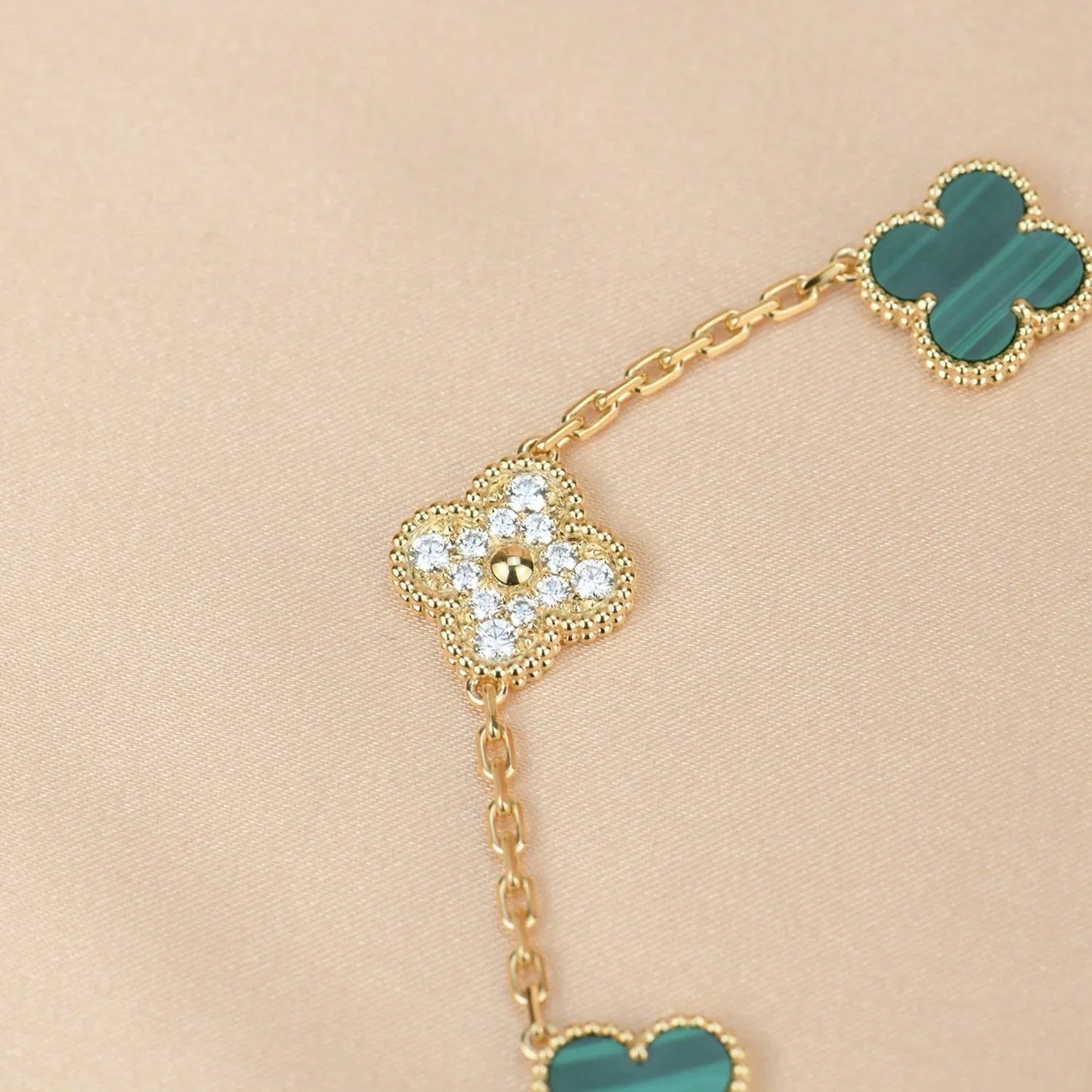 [Sprite Jewelry]New  CLOVER 5 MOTIF MALACHITE BRACELET COLLECTION