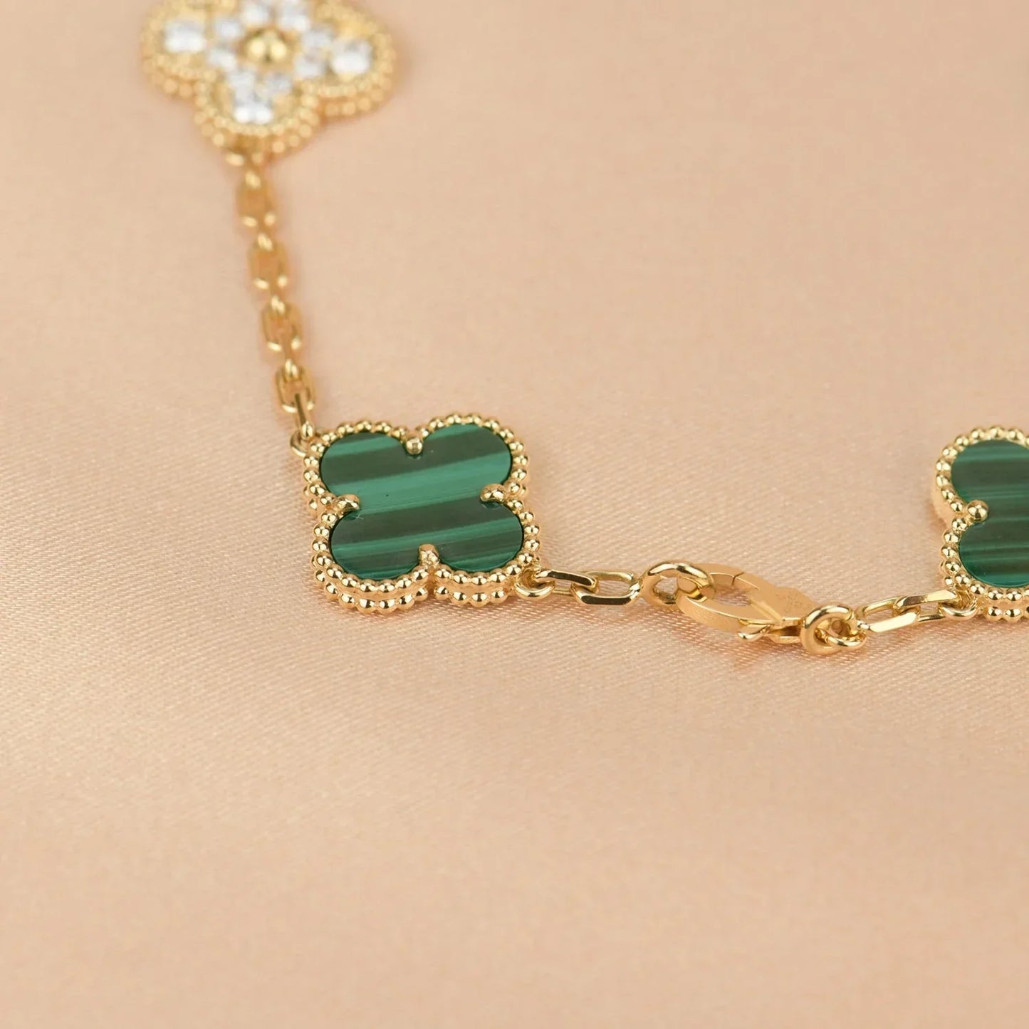 [Sprite Jewelry]New  CLOVER 5 MOTIF MALACHITE BRACELET COLLECTION
