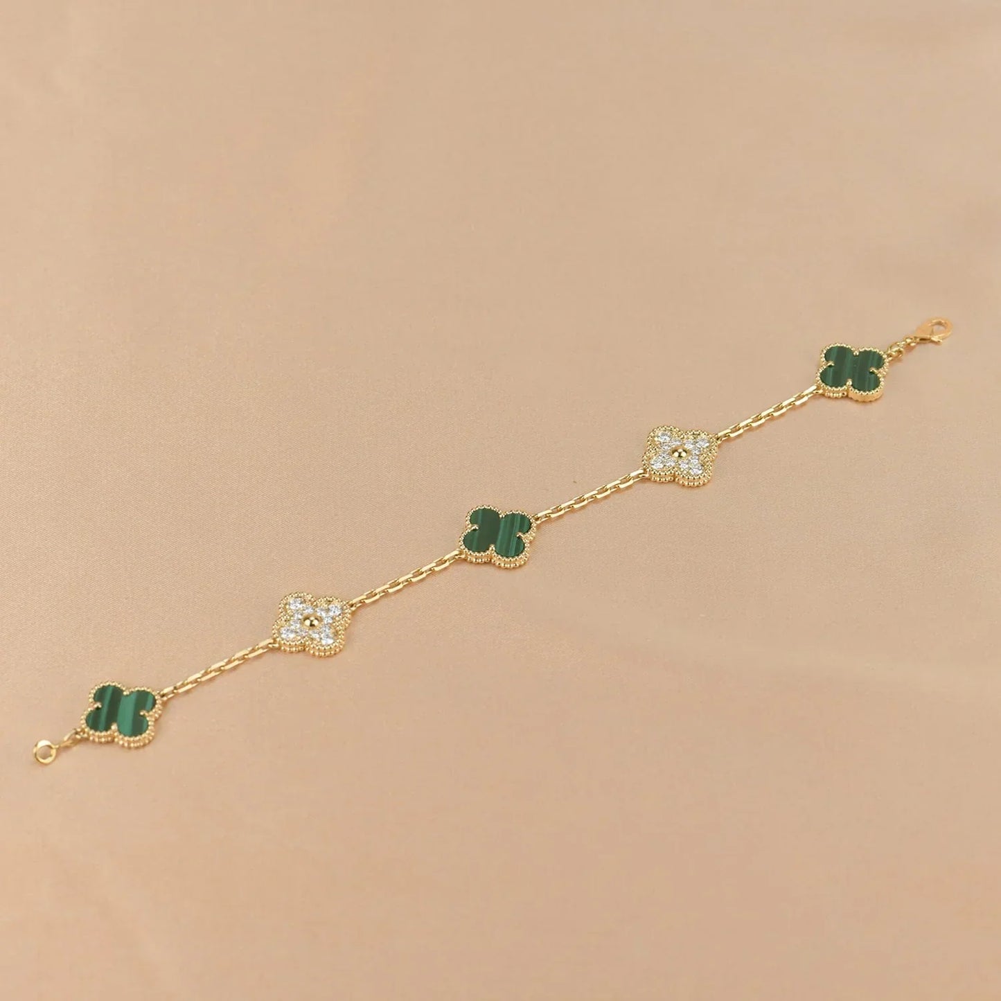 [Sprite Jewelry]New  CLOVER 5 MOTIF MALACHITE BRACELET COLLECTION