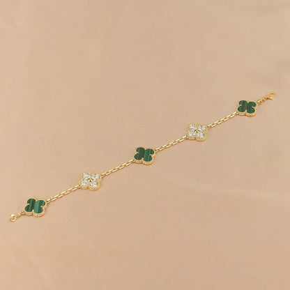 [Sprite Jewelry]New  CLOVER 5 MOTIF MALACHITE BRACELET COLLECTION